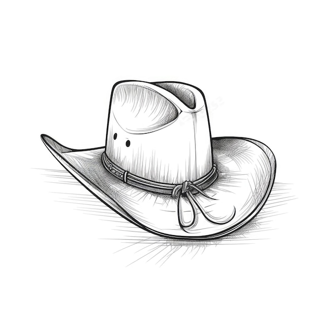 Desenho minimalista de linha de chapéu de cowboy em fundo branco