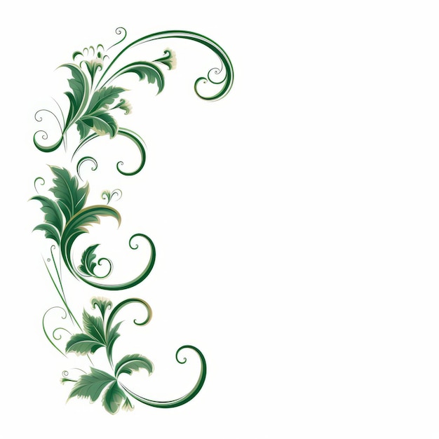 Desenho minimalista de moldura de fotos com redemoinhos florais verdes