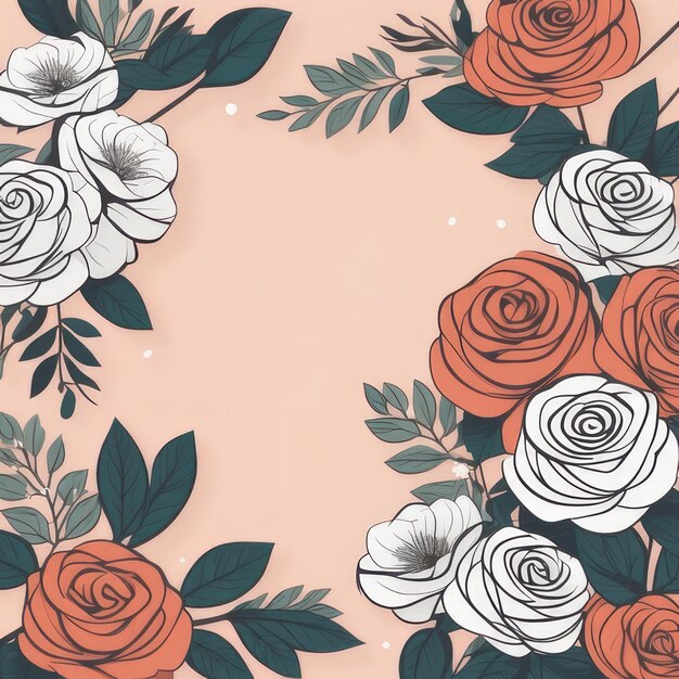 Foto desenho minimalista de rosas arte de linha floral boêmia fundo