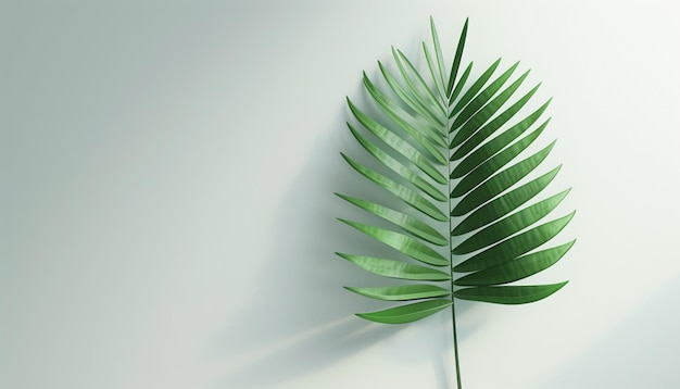 Desenho minimalista em 3D de uma folha de palmeira em estilo de corte de papel