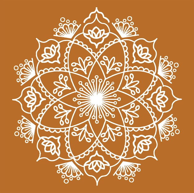 Desenho ou esboço de ilustração colorida de contorno de Mandala ou Rangoli editável