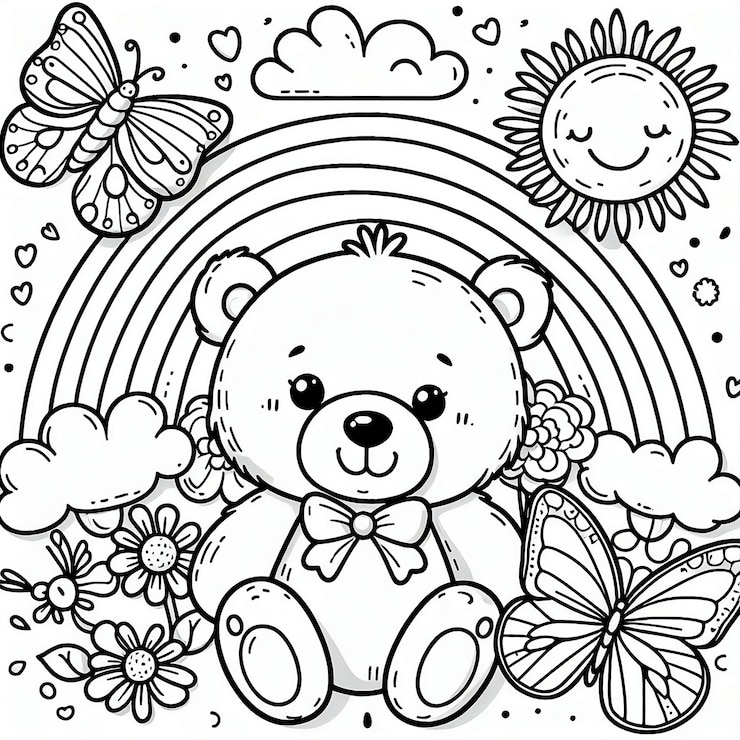 Foto desenho para colorir de ursinho fofo