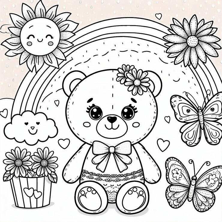 Foto desenho para colorir de ursinho fofo