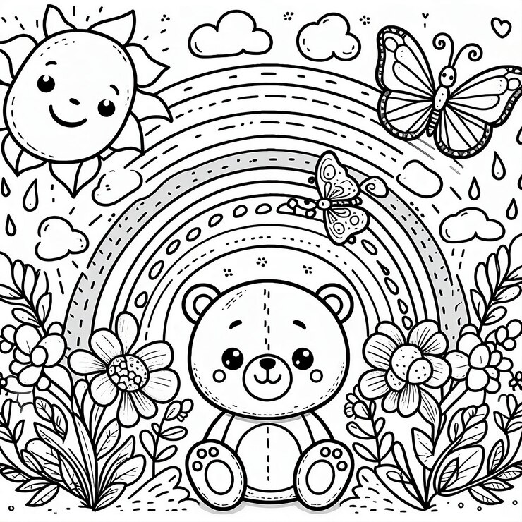 Foto desenho para colorir de ursinho fofo