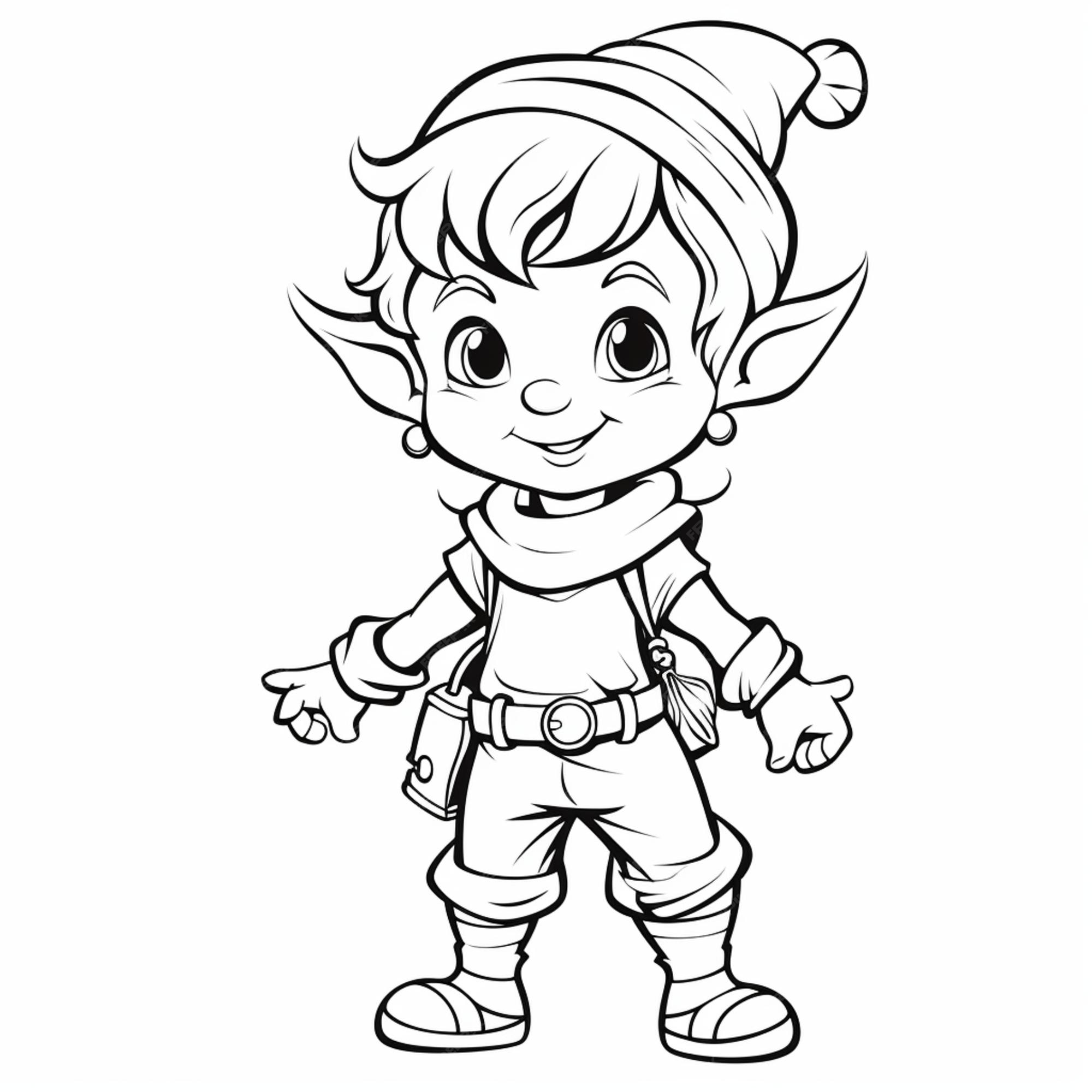 Desenho de duende de natal para colorir  Desenhos para colorir e imprimir  gratis