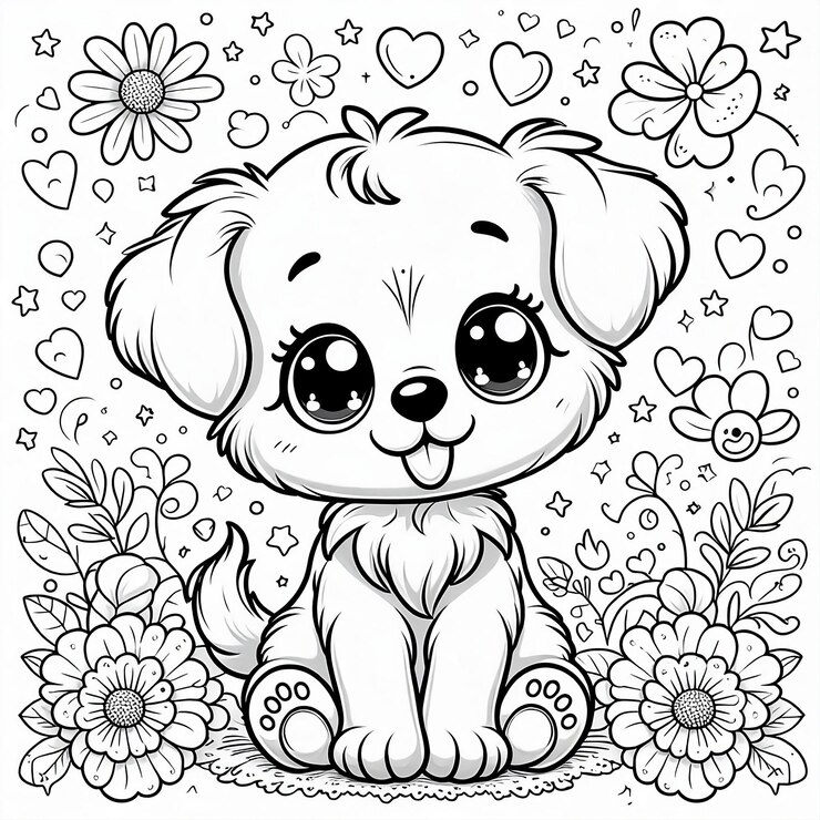 Foto desenho para colorir fofinho de cachorro