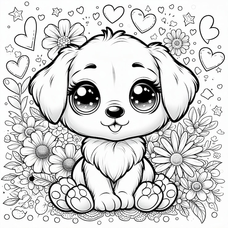 Foto desenho para colorir fofinho de cachorro