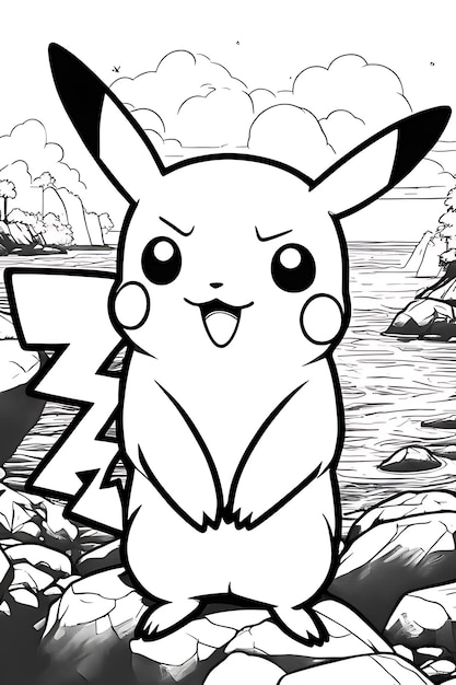 Pikachu Coloring Page - Desenho Para Colorir Pikachu Transparent