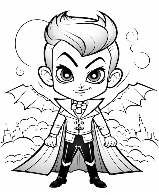 Desenhos de Lindo Menino Vampiro para Colorir e Imprimir 