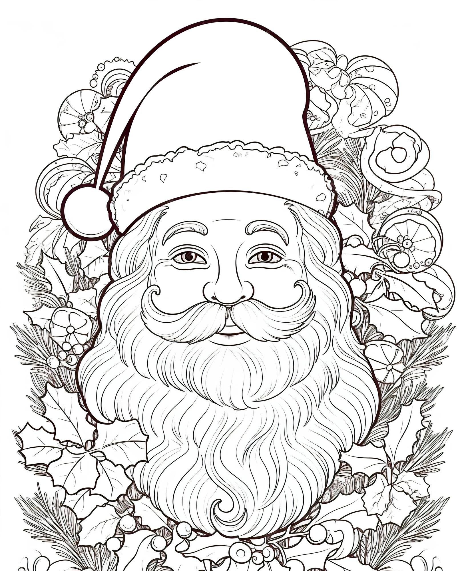 Desenho de Rosto de Papai Noel para o natal para Colorir - Colorir.com