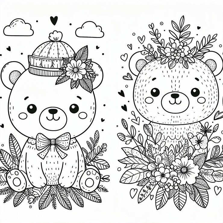 Foto desenho para colorir urso fofinho