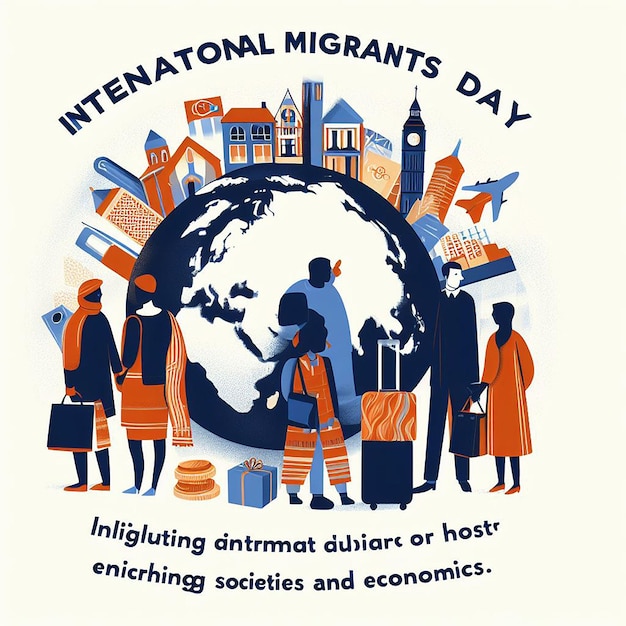 Foto desenho para o dia internacional dos migrantes e o dia internacional dos refugiados