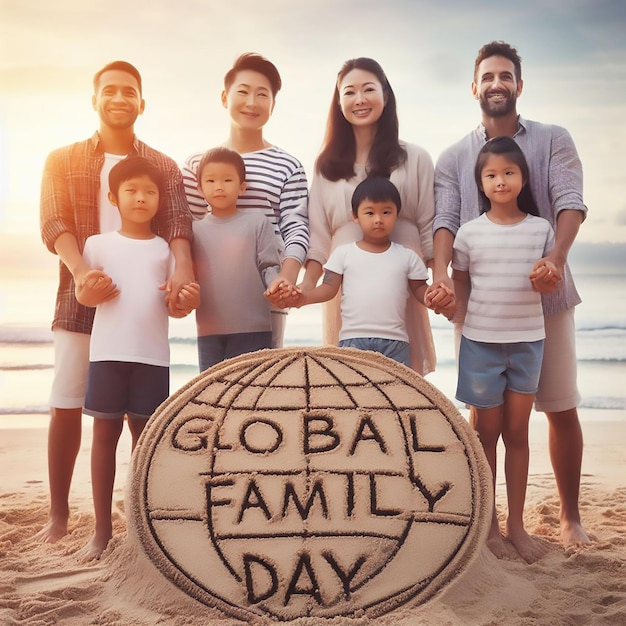 Desenho para o Dia Mundial da Família com ilustração familiar