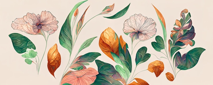 Foto desenho pastel espetacular deixa pétala e flor ilustração 3d de arte digital