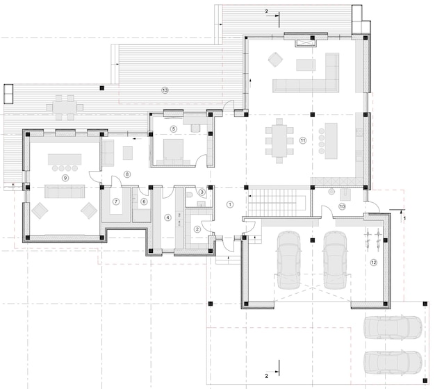 Foto desenho plano de casa moderna layout interior