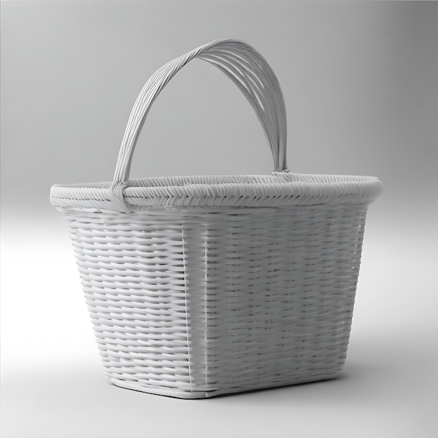 Foto desenho realista de cesta de cinza claro fundo suave cinza claro em 8k