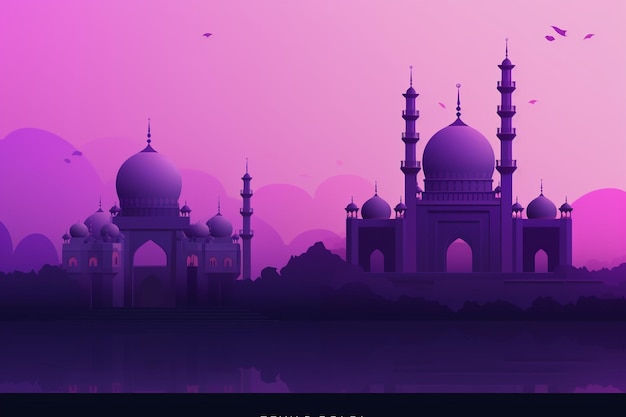 Desenho roxo de Eid Mubarak