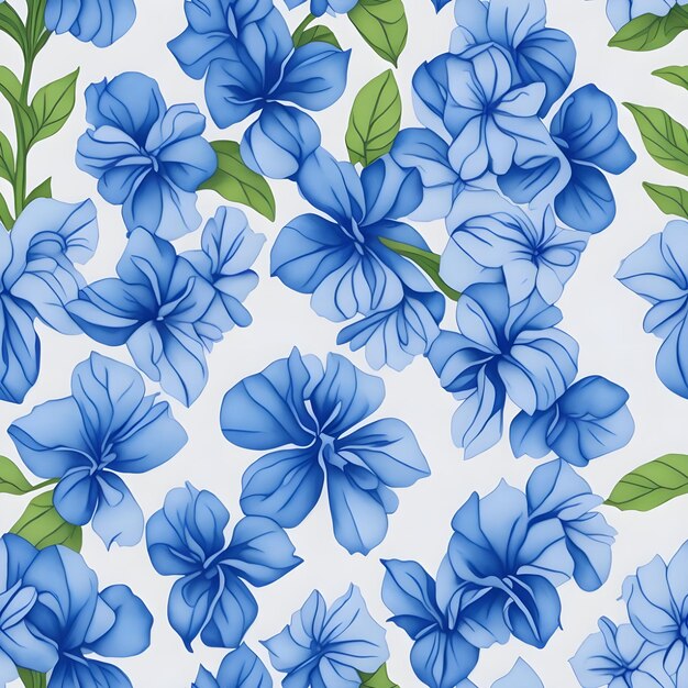 Desenho sem costura de flor azul