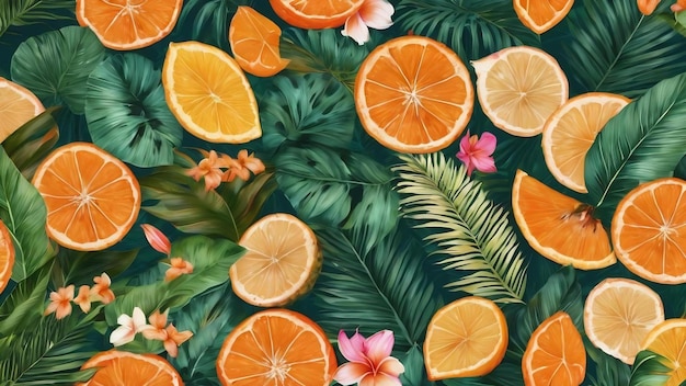 Desenho sem costura tropical laranja boho incomum