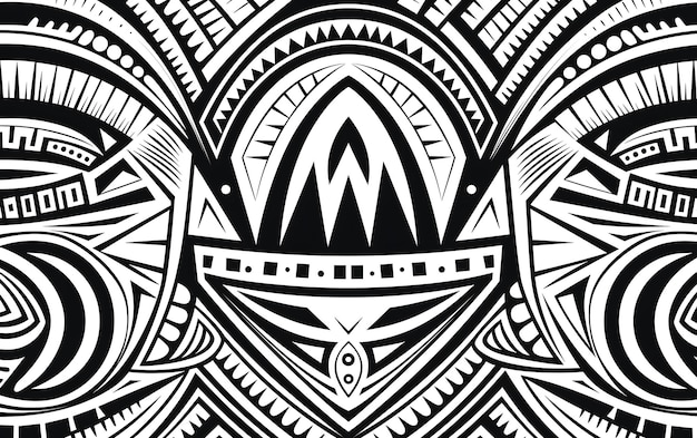 Desenho tribal africano em preto e branco