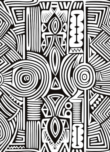 desenho tribal africano em preto e branco