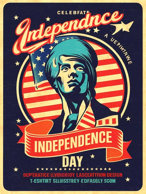 Desenho único de camiseta do 4 de Julho para comemorar o Dia da Independência