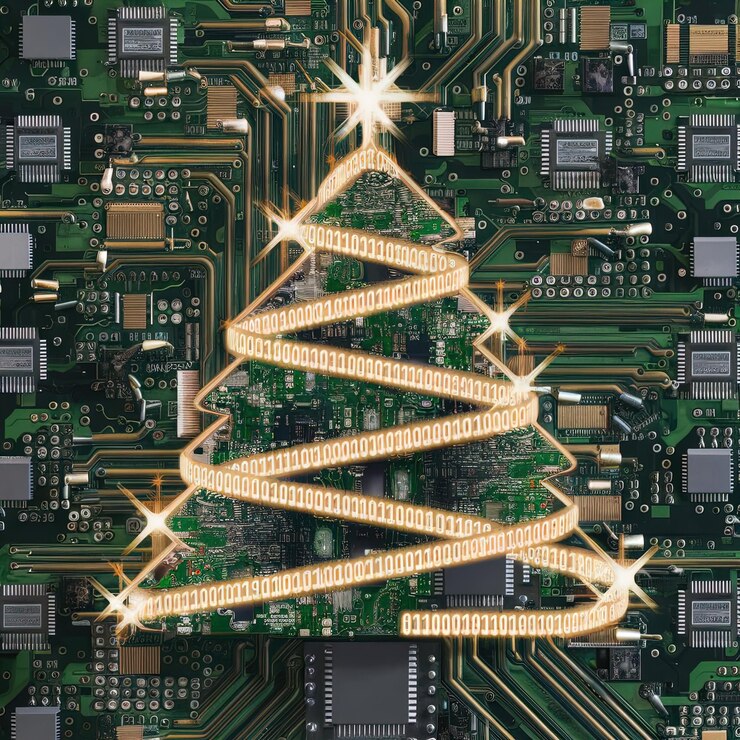 Foto desenho único e inovador de árvore de natal com elementos de artesanato moderno