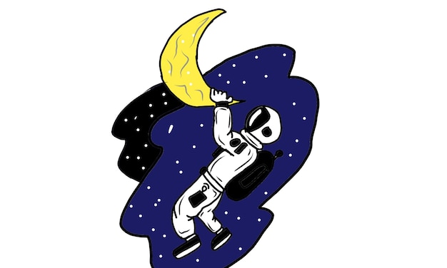 Desenho vetorial com personagem astronauta no espaço