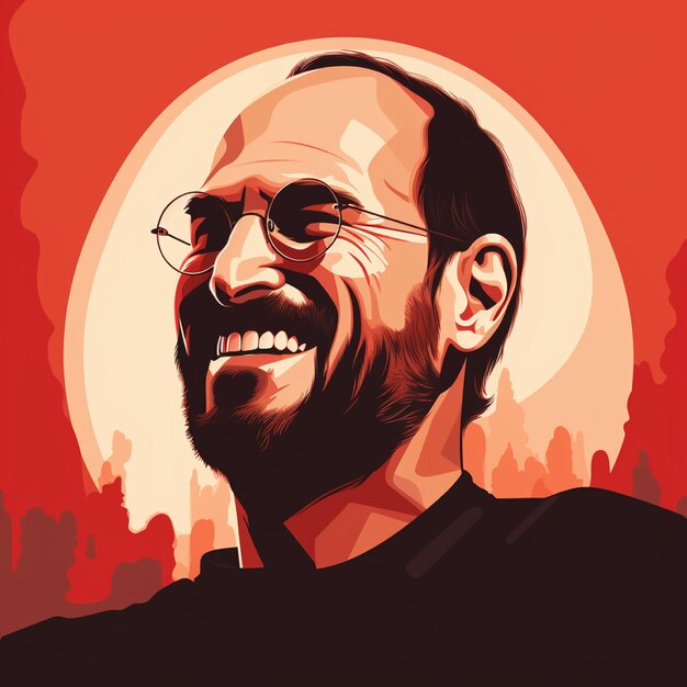 Foto desenho vetorial plano de steve jobs sorridente