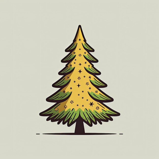 Desenho vetorial simples de uma árvore de natal decorada ícone minimalista design de adesivo simétrico gerado por IA