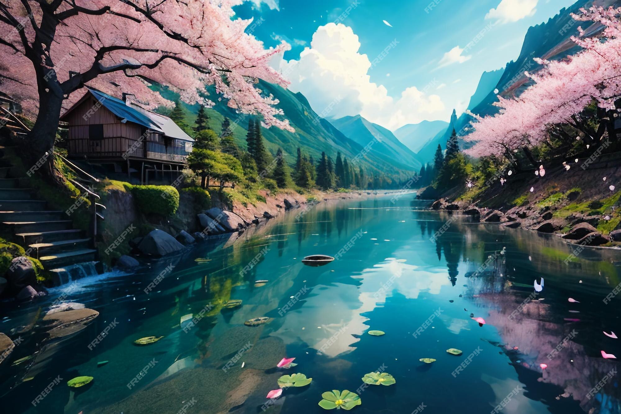 Paisagem de anime, floresta, árvore, pintar, anime, HD papel de parede