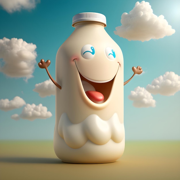 Desenhos animados de personagens divertidos leite Generative Ai