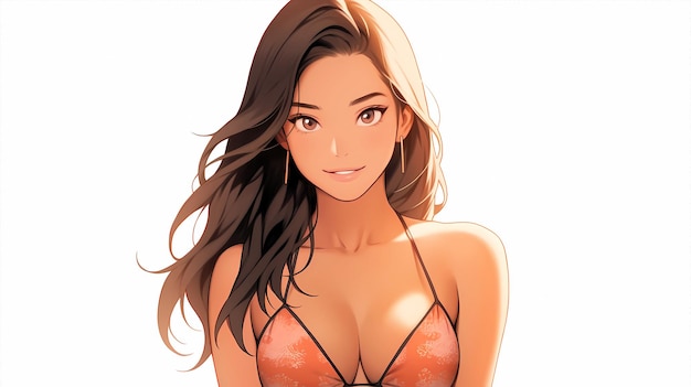 desenhos animados desenhados à mão bela ilustração de linda garota em traje de banho no verão