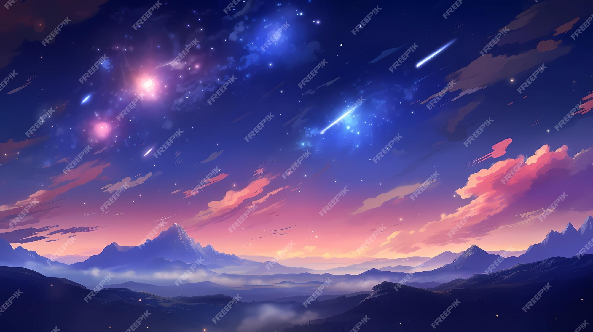 Desenho Animado Pintado à Mão Com Fundo De Noite Estrelada Bonito