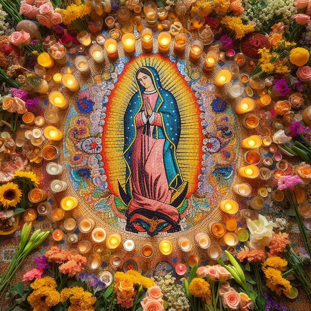 Foto desenhos com a mãe de deus para da de la virgen de guadalupe e santa rosa de lima