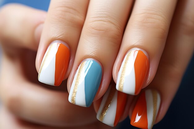 Desenhos de arte de unhas com tema da bandeira indiana