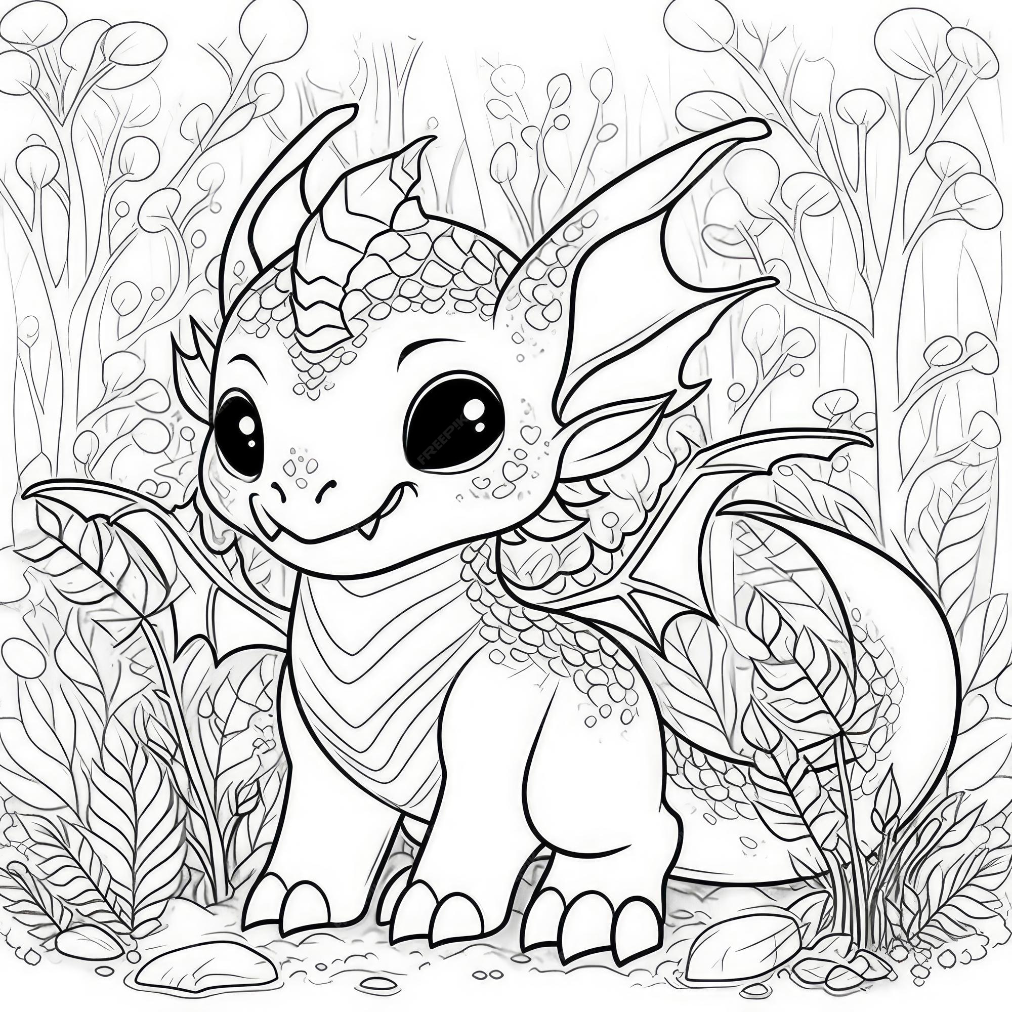 Desenho de Dragão infantil para Colorir - Colorir.com