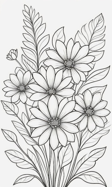 desenhos de flores com folhas para colorir