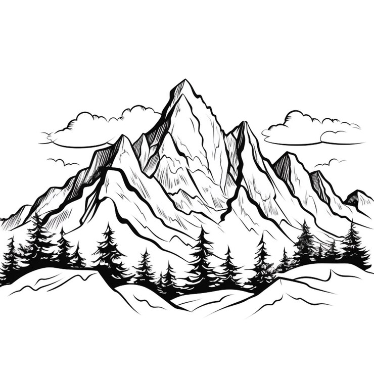 Foto desenhos de montanha para colorir