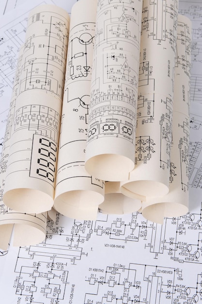 Desenhos impressos de circuitos elétricos Ciência tecnologia e eletrônica