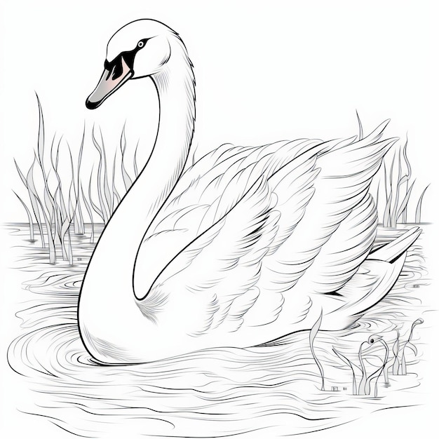Desenhos para colorir de cisnes lindos e simples com arte de contorno de cisne para crianças
