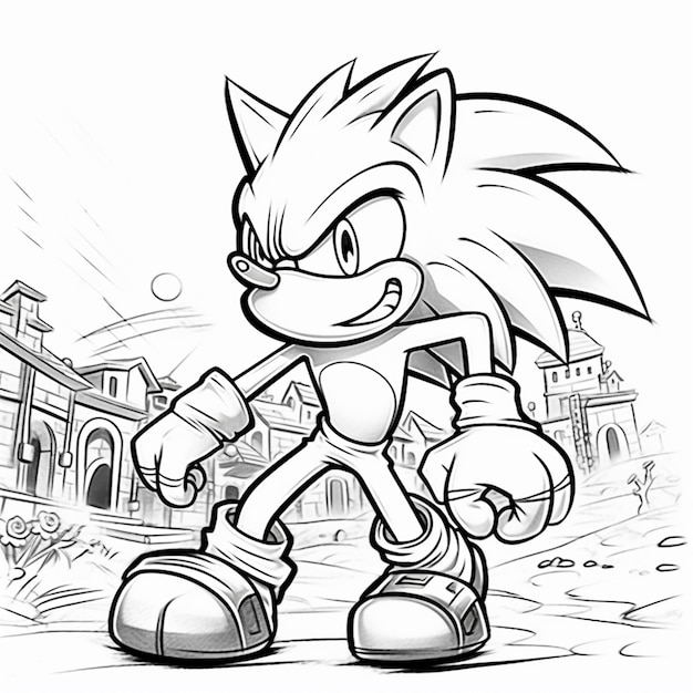 Desenho para colorir de Sonic the Hedgehog · Creative Fabrica