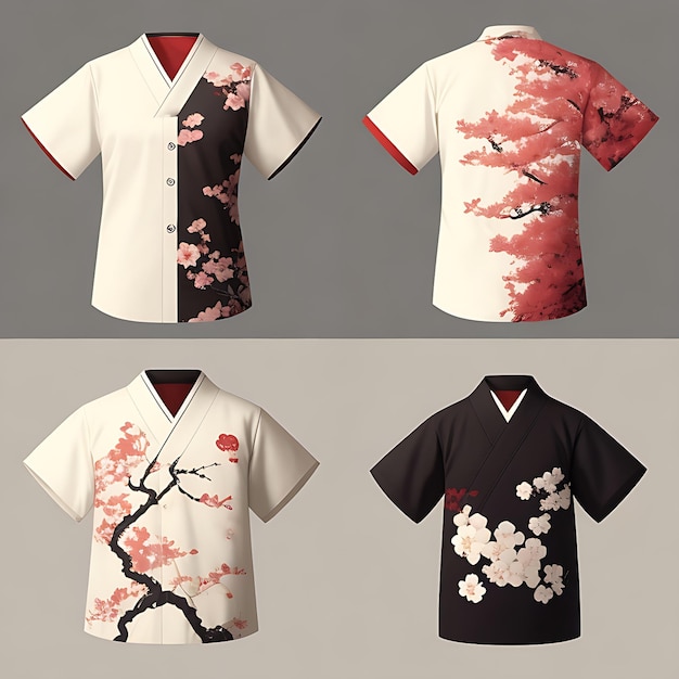 Desenhos simples de camisas japonesas