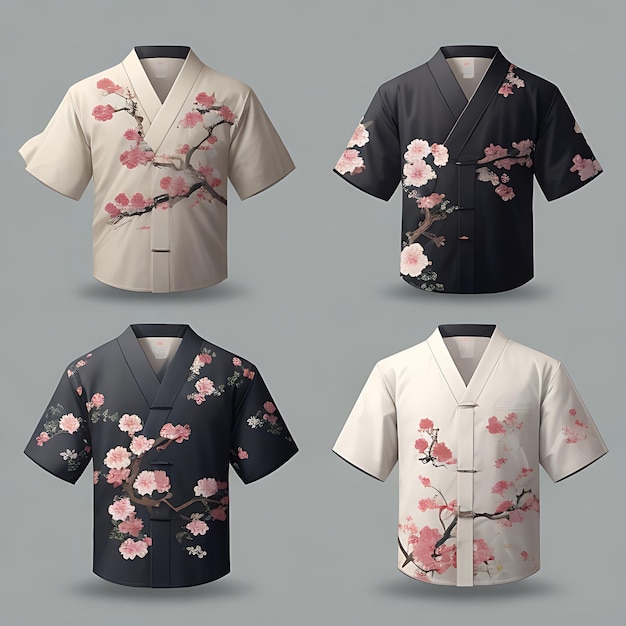 Desenhos simples de camisas japonesas