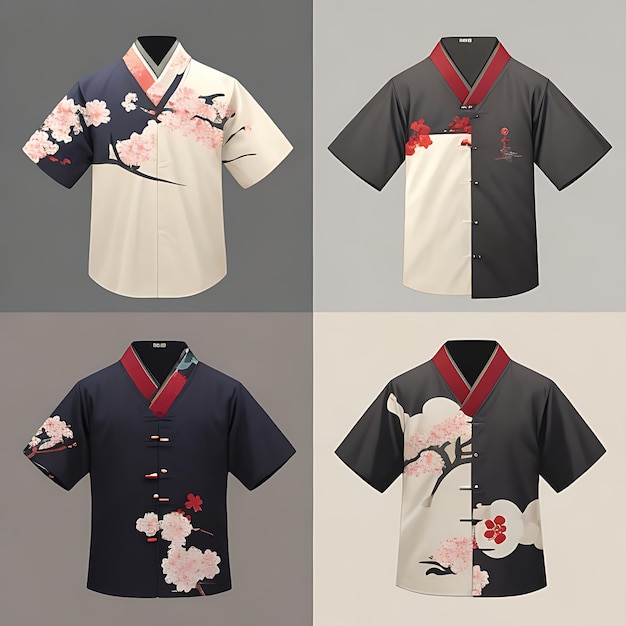 Desenhos simples de camisas japonesas