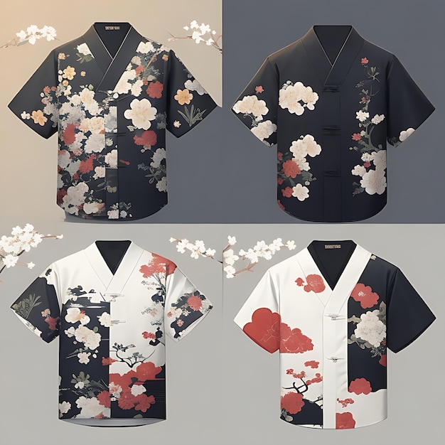 Foto desenhos simples de camisas japonesas
