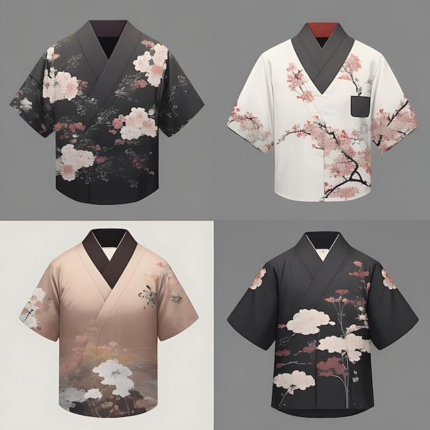 Desenhos simples de camisas japonesas