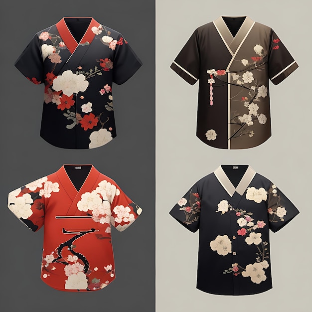 Desenhos simples de camisas japonesas