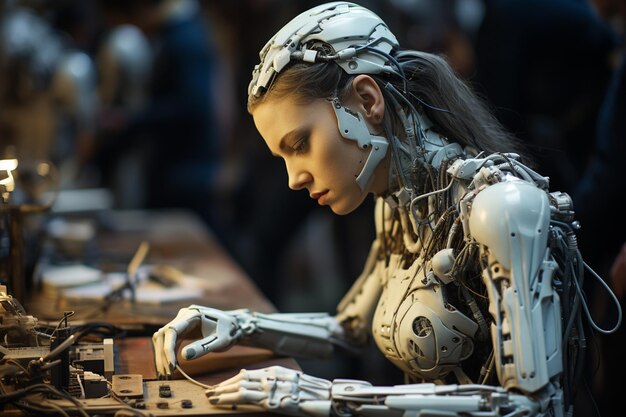 Desenvolvedor humano criando um robô.