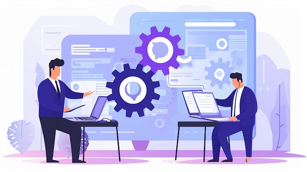 Desenvolvimento de software com desenhista de software Ilustração 3D
